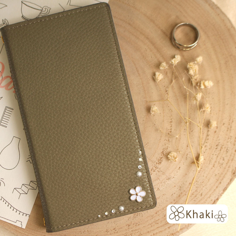 Vegan leather smoky color side flower wallet case Google Pixel series