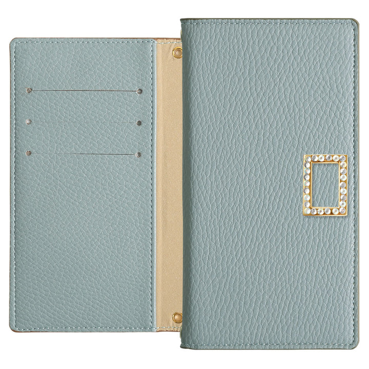 Vegan Leather Smoky Color Stone Square Deco Wallet Case