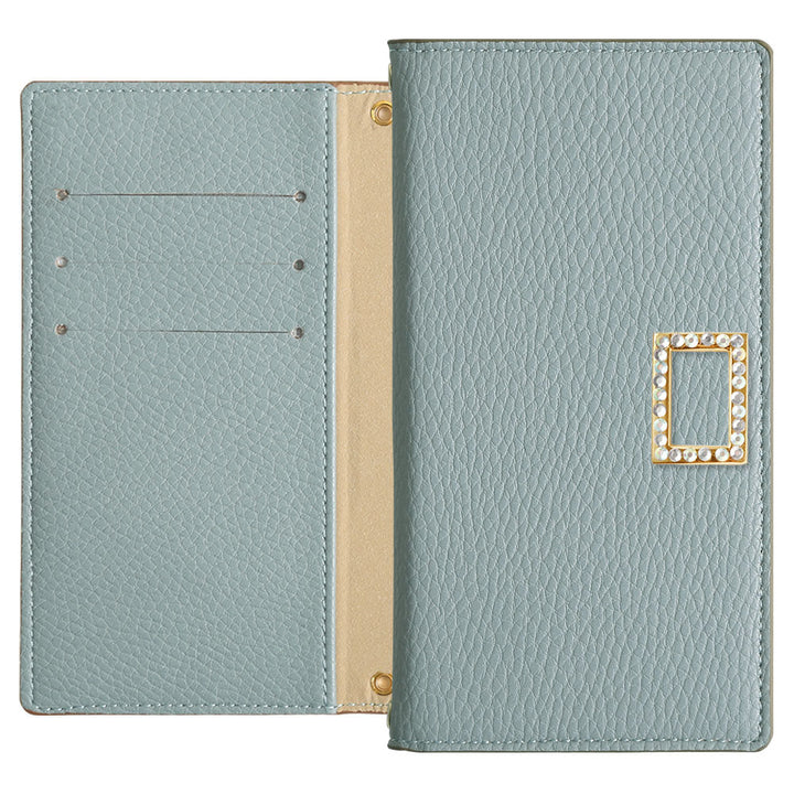 Vegan leather smoky color stone square deco folio case iPhone series