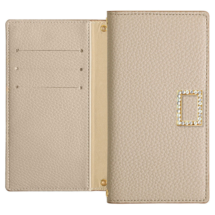 Vegan Leather Smoky Color Stone Square Deco Wallet Case