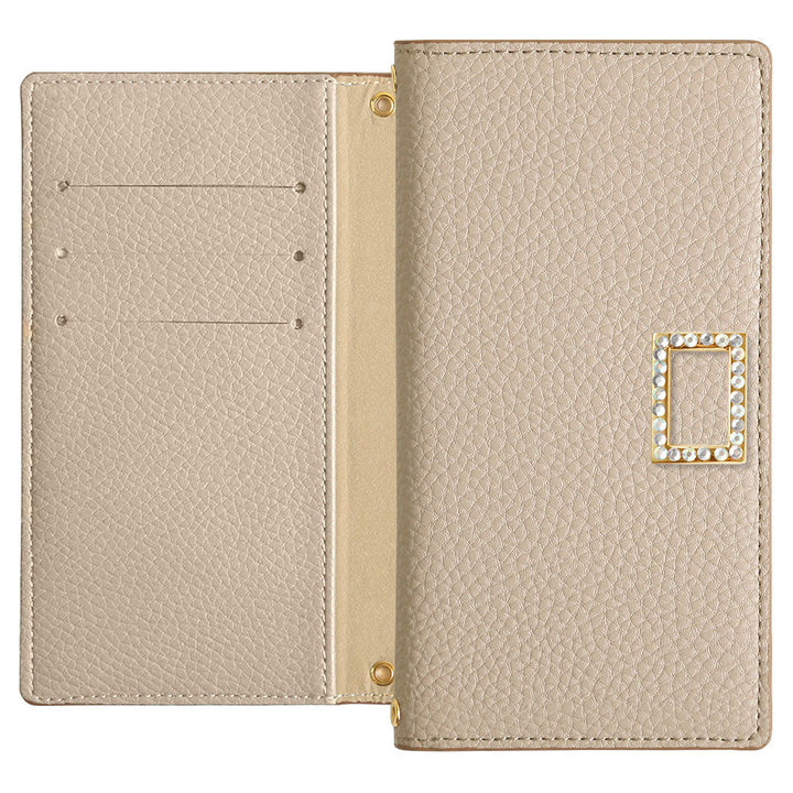 Vegan leather smoky color stone square deco folio case AQUOS series