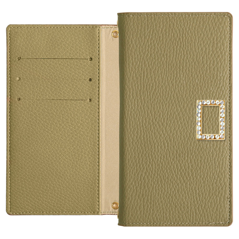 Vegan Leather Smoky Color Stone Square Deco Wallet Case