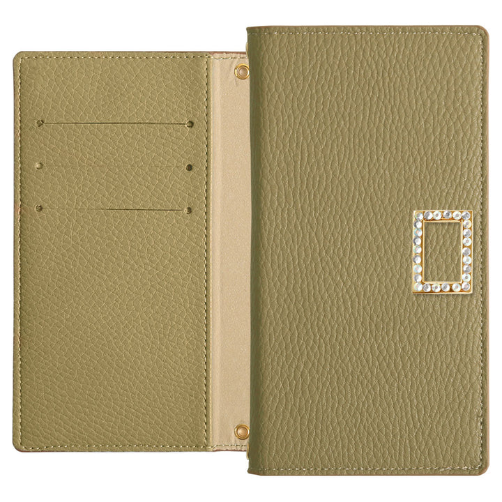 Vegan Leather Smoky Color Stone Square Deco Wallet Case