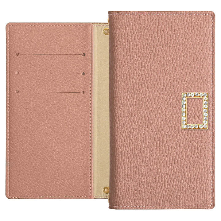 Vegan Leather Smoky Color Stone Square Deco Wallet Case