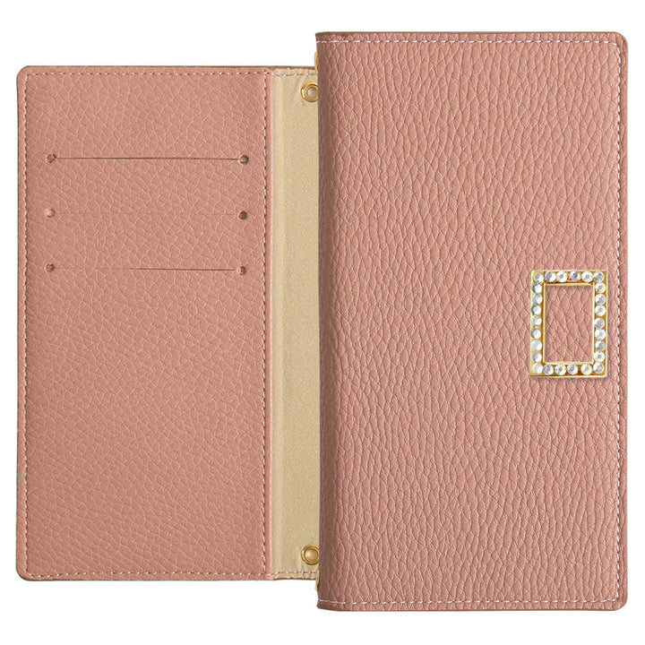 Vegan leather smoky color stone square deco folio case AQUOS series