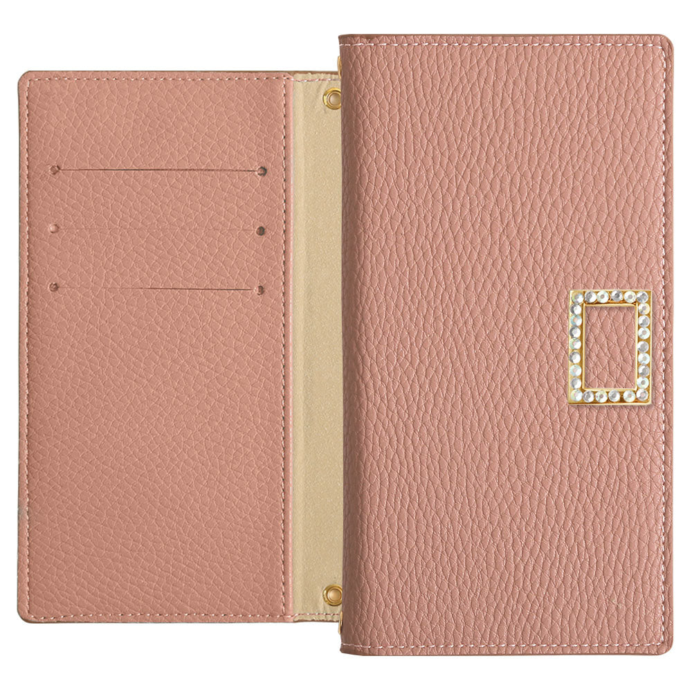 Vegan leather smoky color stone square deco folio case iPhone series