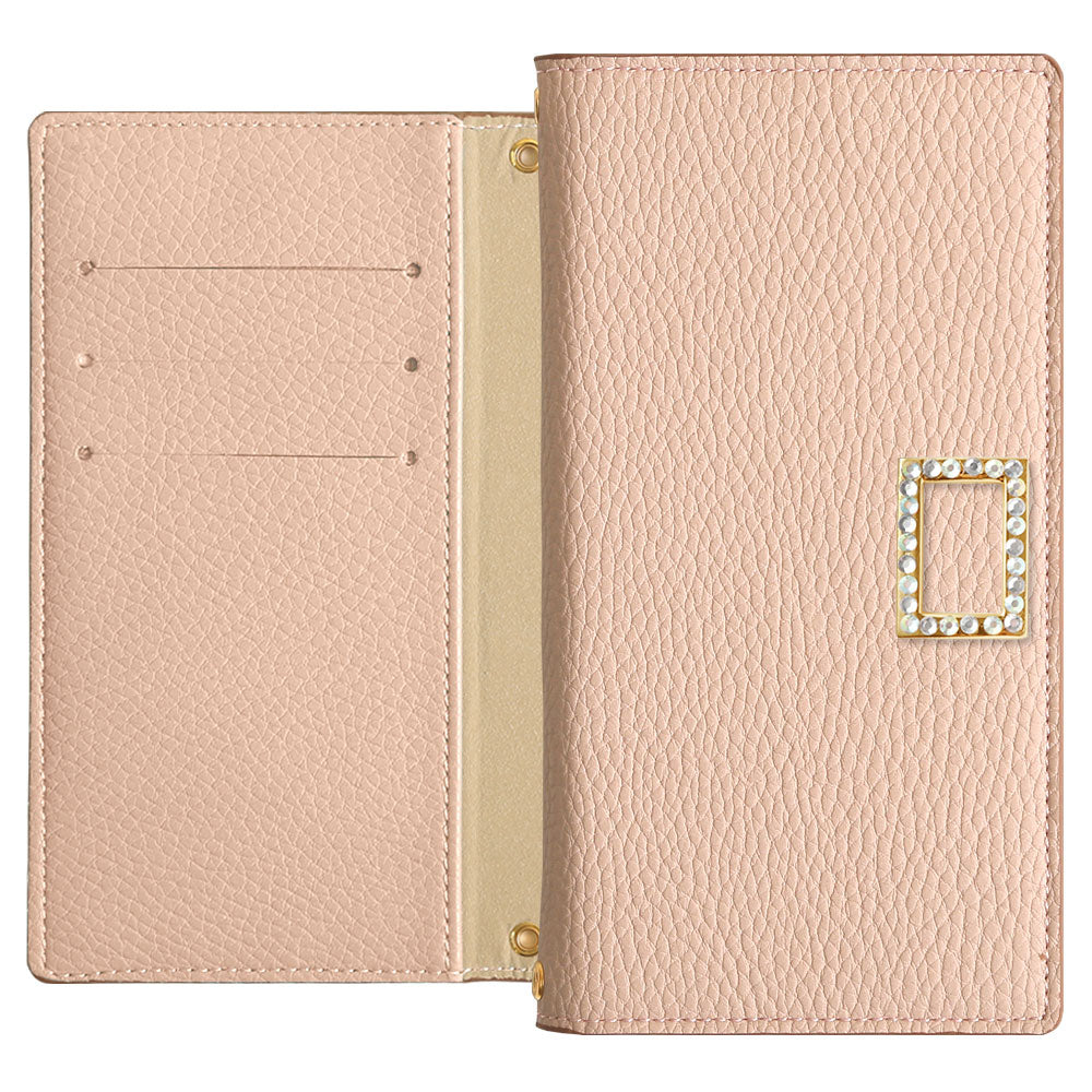 Vegan Leather Smoky Color Stone Square Deco Wallet Case