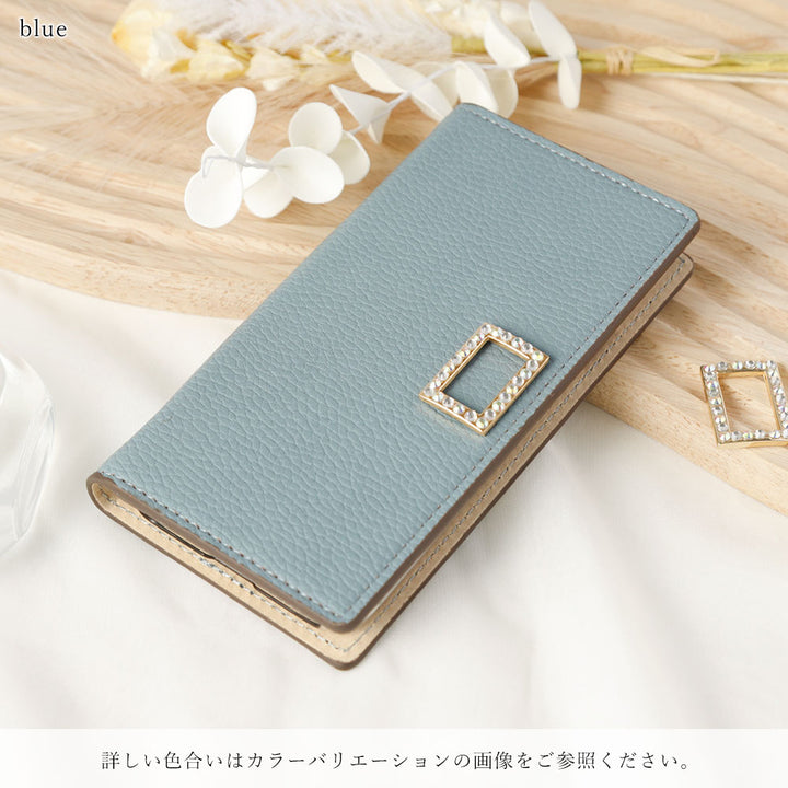 Vegan Leather Smoky Color Stone Square Deco Wallet Case