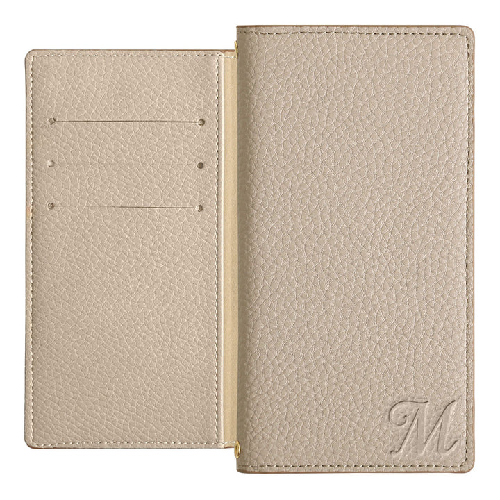 Vegan leather smoky color initial notebook-style case