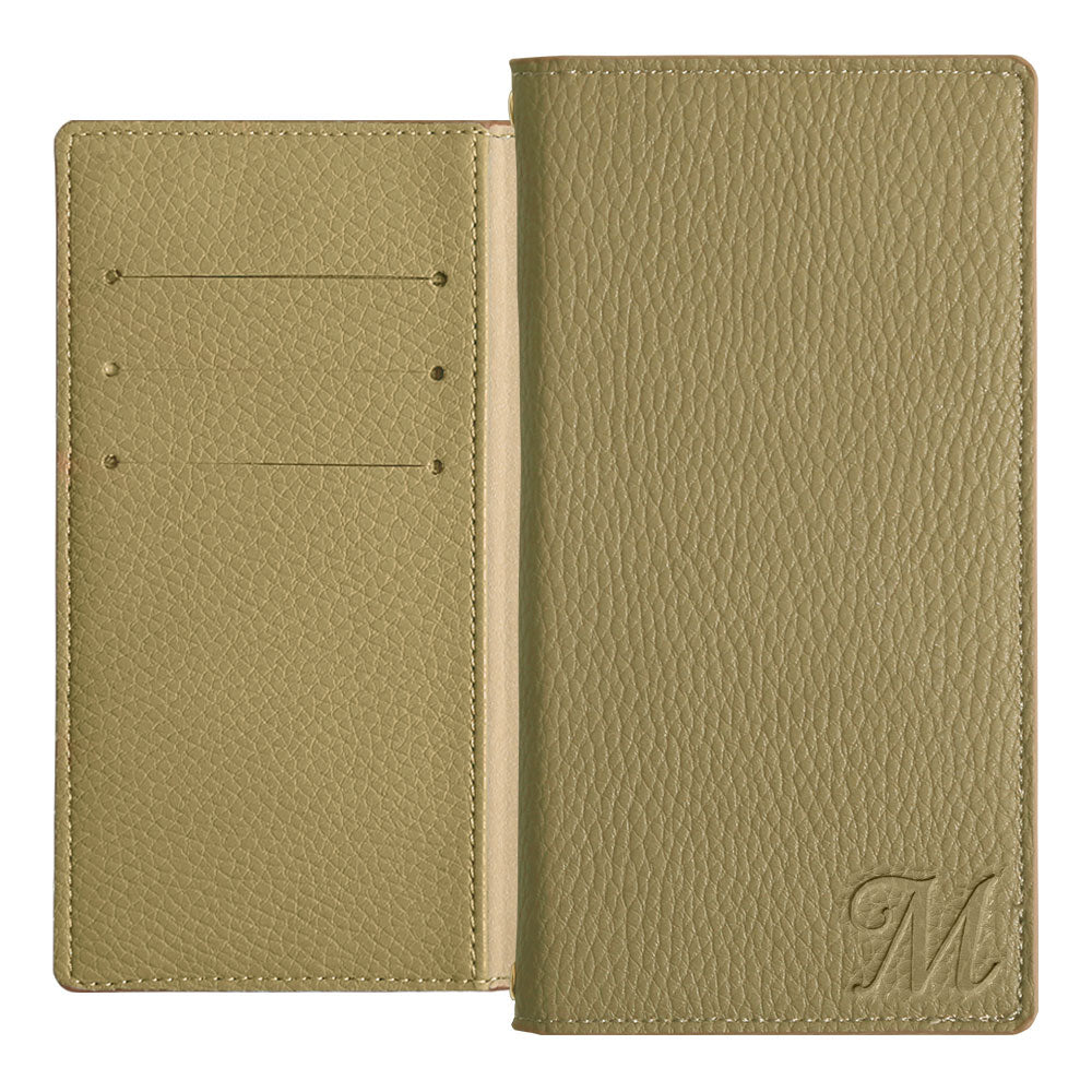 Vegan leather smoky color initial notebook-style case