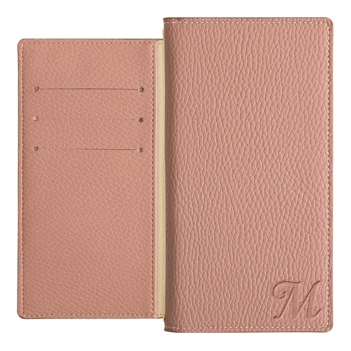 Vegan leather smoky color initial notebook-style case