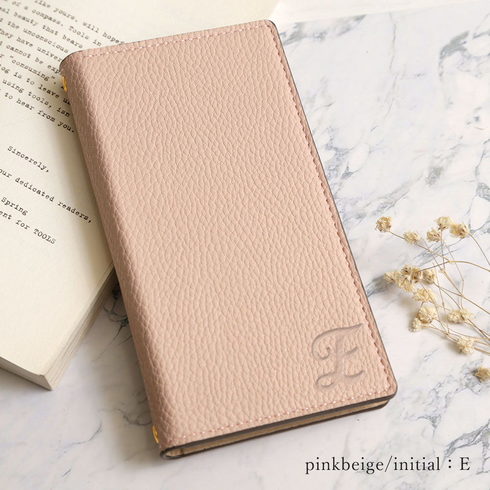 Vegan leather smoky color initial notebook-style case