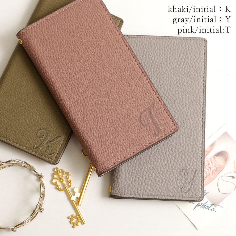 Vegan leather smoky color initial notebook-style case