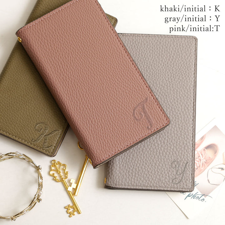 Vegan leather smoky color initial notebook-style case