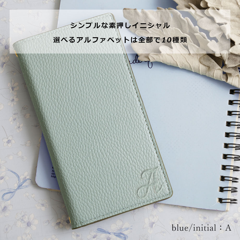 Vegan leather smoky color initial notebook-style case
