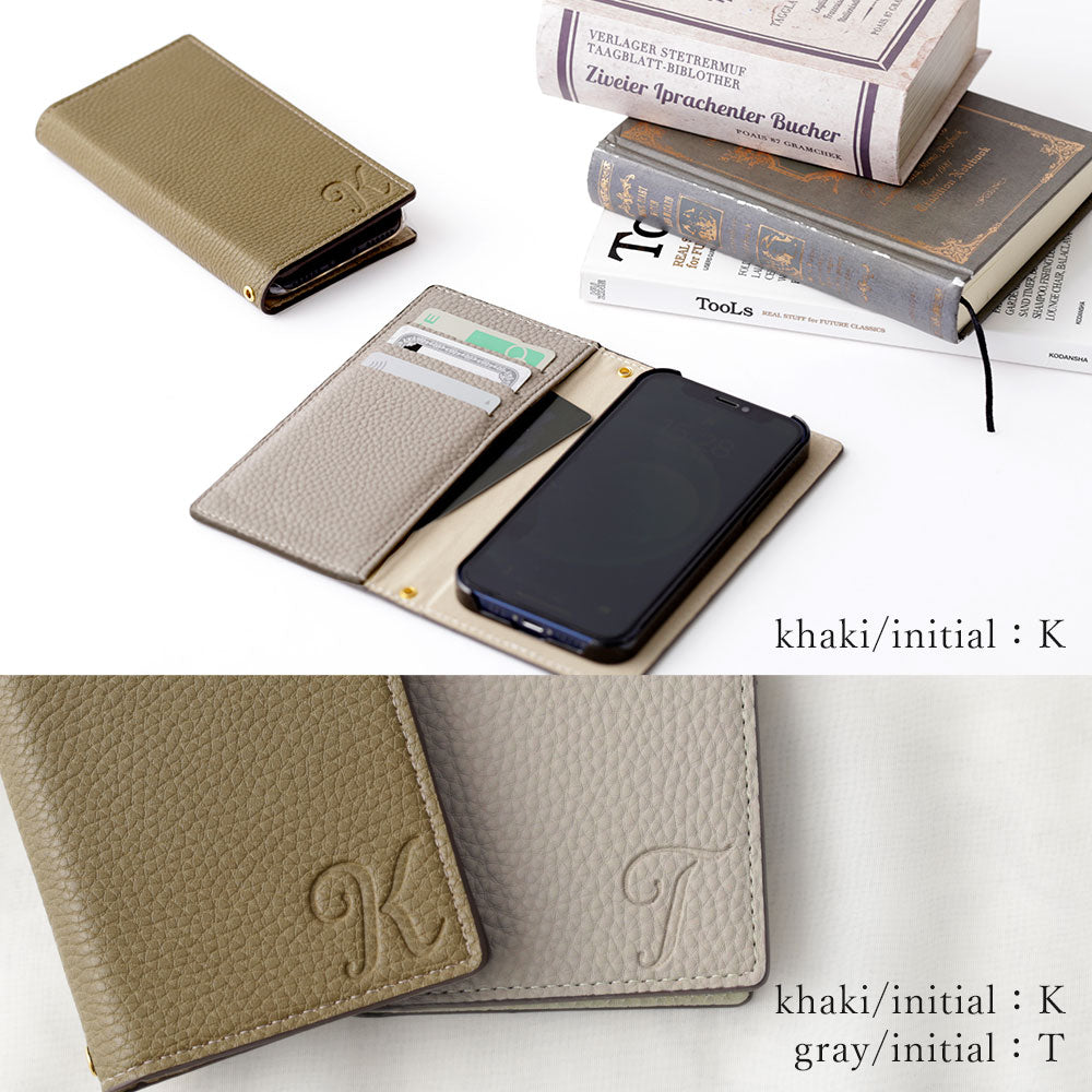 Vegan leather smoky color initial notebook-style case