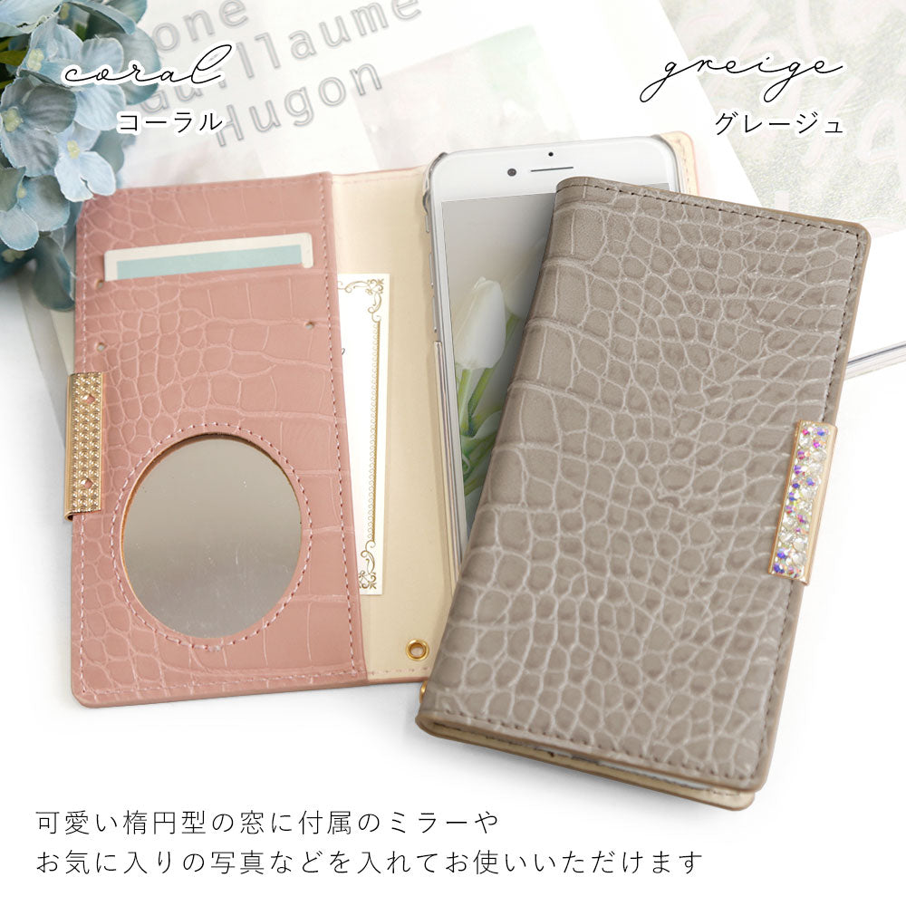 Vegan leather crocodile pattern pastel stone frame deco wallet case for Google Pixel series