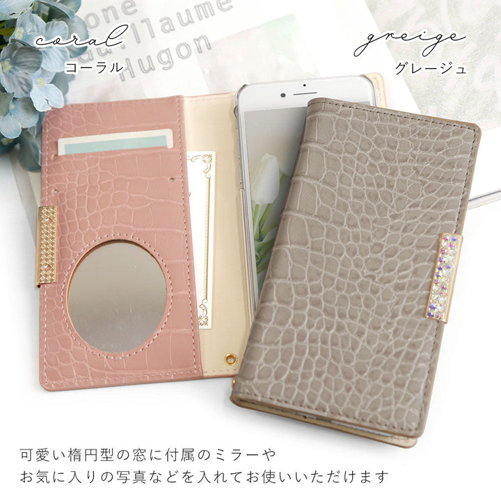 Vegan leather crocodile pattern pastel stone frame deco wallet case for Google Pixel series