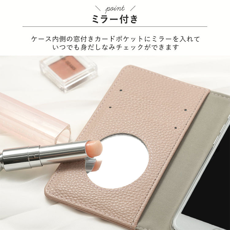 ヴィーガンレザー 三つ折り ダスティカラー イニシャル ストラップ付き 手帳型ケース iPhoneシリーズ