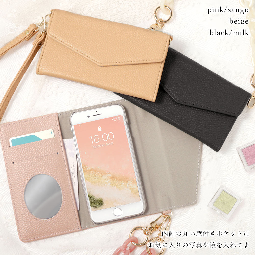 Vegan leather tri-fold dusty color marble shoulder & strap included folio case AQUOS series