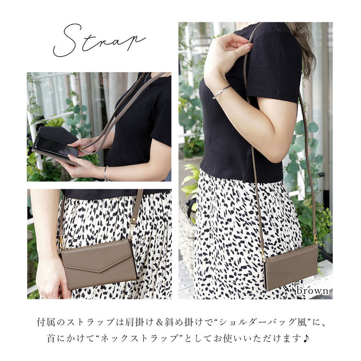 Vegan leather tri-fold dusty color marble shoulder & strap included folio case AQUOS series