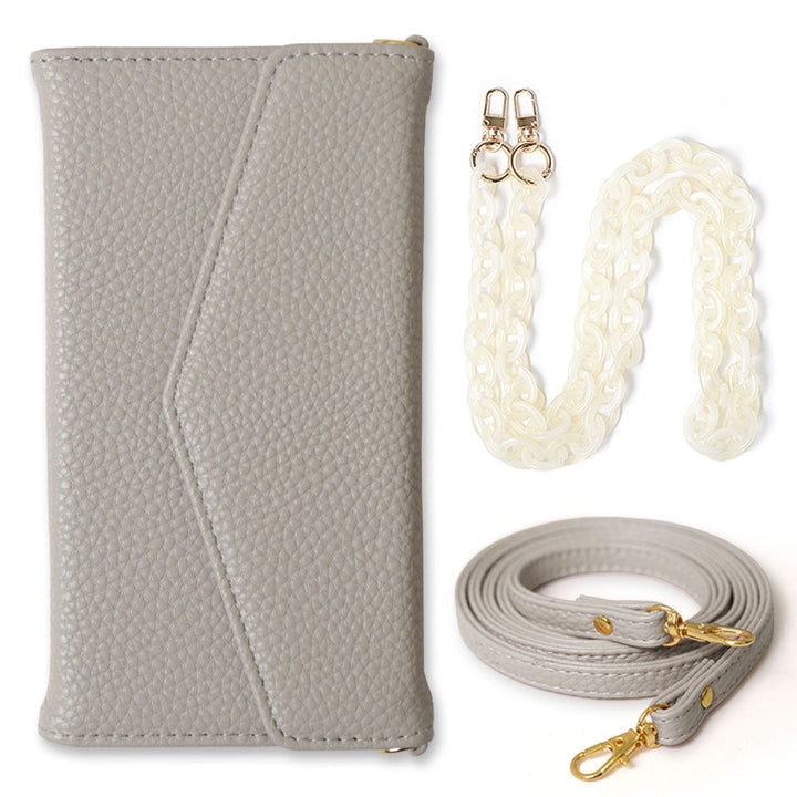 Vegan leather tri-fold dusty color marble shoulder & strap included folio case AQUOS series