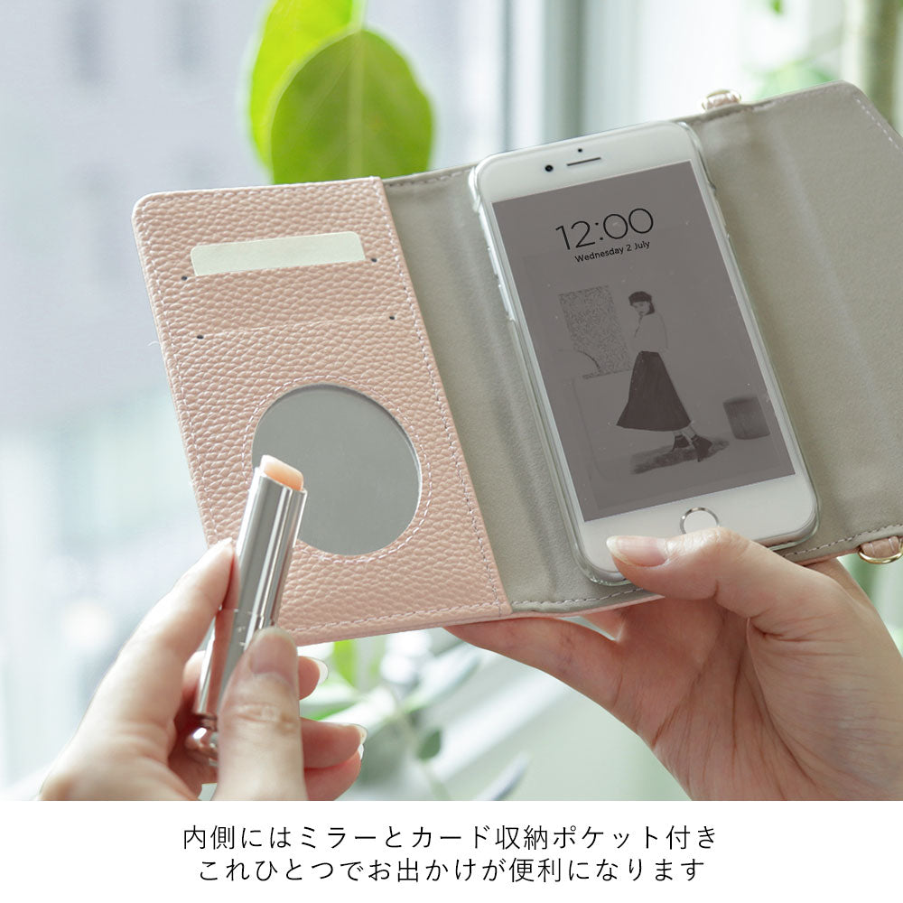 Étui portefeuille à rabat triple en cuir végan couleur poussiéreuse avec nom imprimé et sangle pour la série Xperia