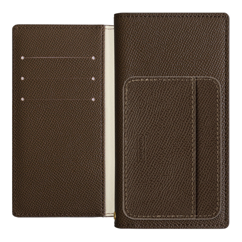 Vegan leather basic color stand function with vertical/horizontal selectable card pocket notebook-style case AQUOS series