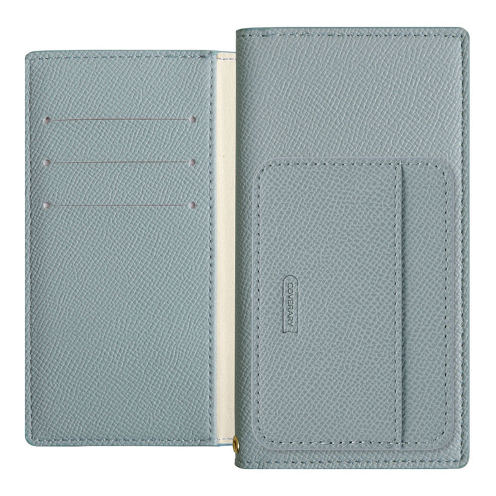Vegan leather basic color stand function with vertical/horizontal selectable card pockets notebook-style case