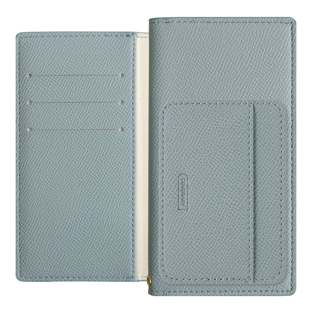 Vegan leather basic color stand function with vertical/horizontal selectable card pocket notebook-style case AQUOS series