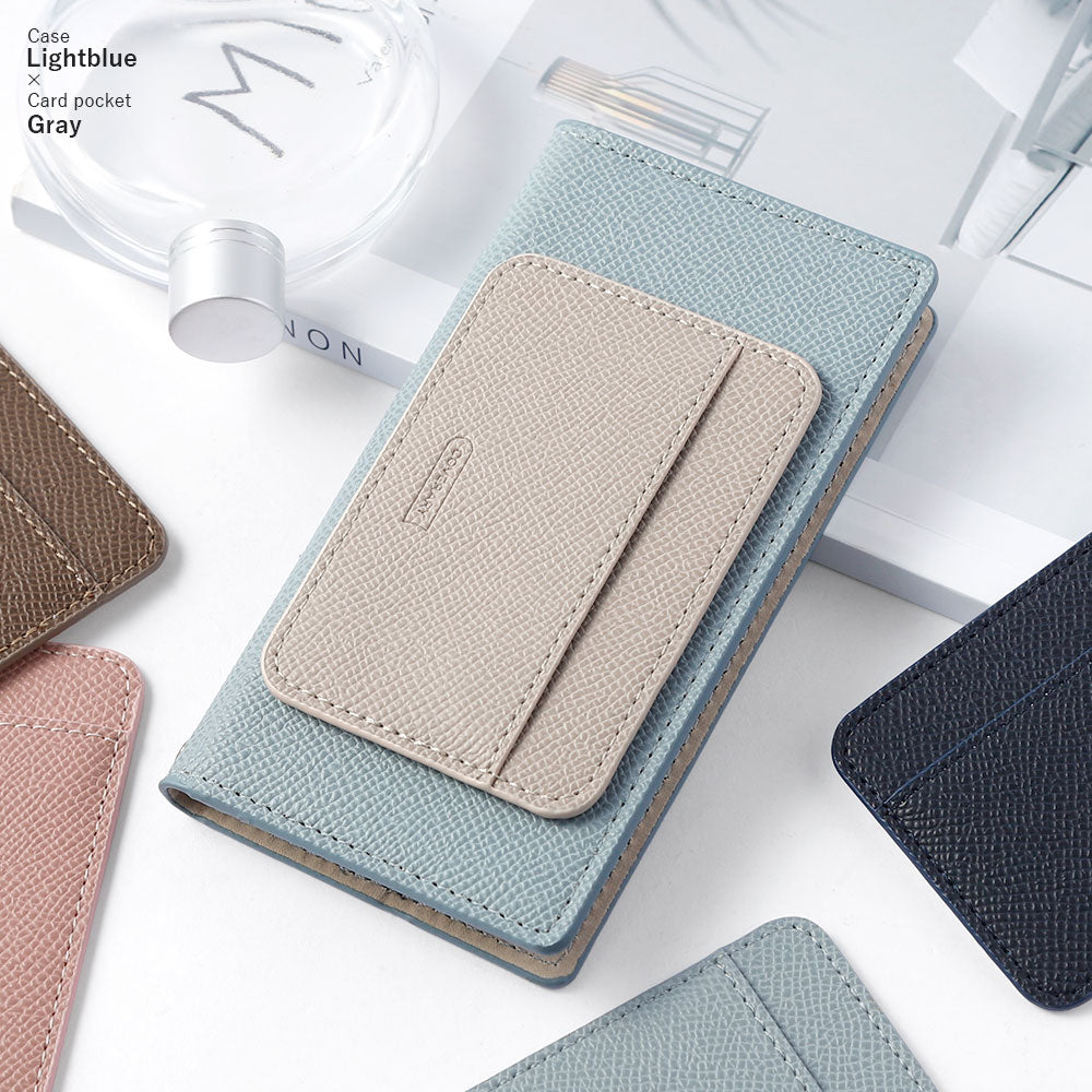 Vegan leather basic color stand function with vertical/horizontal selectable card pocket notebook-style case AQUOS series