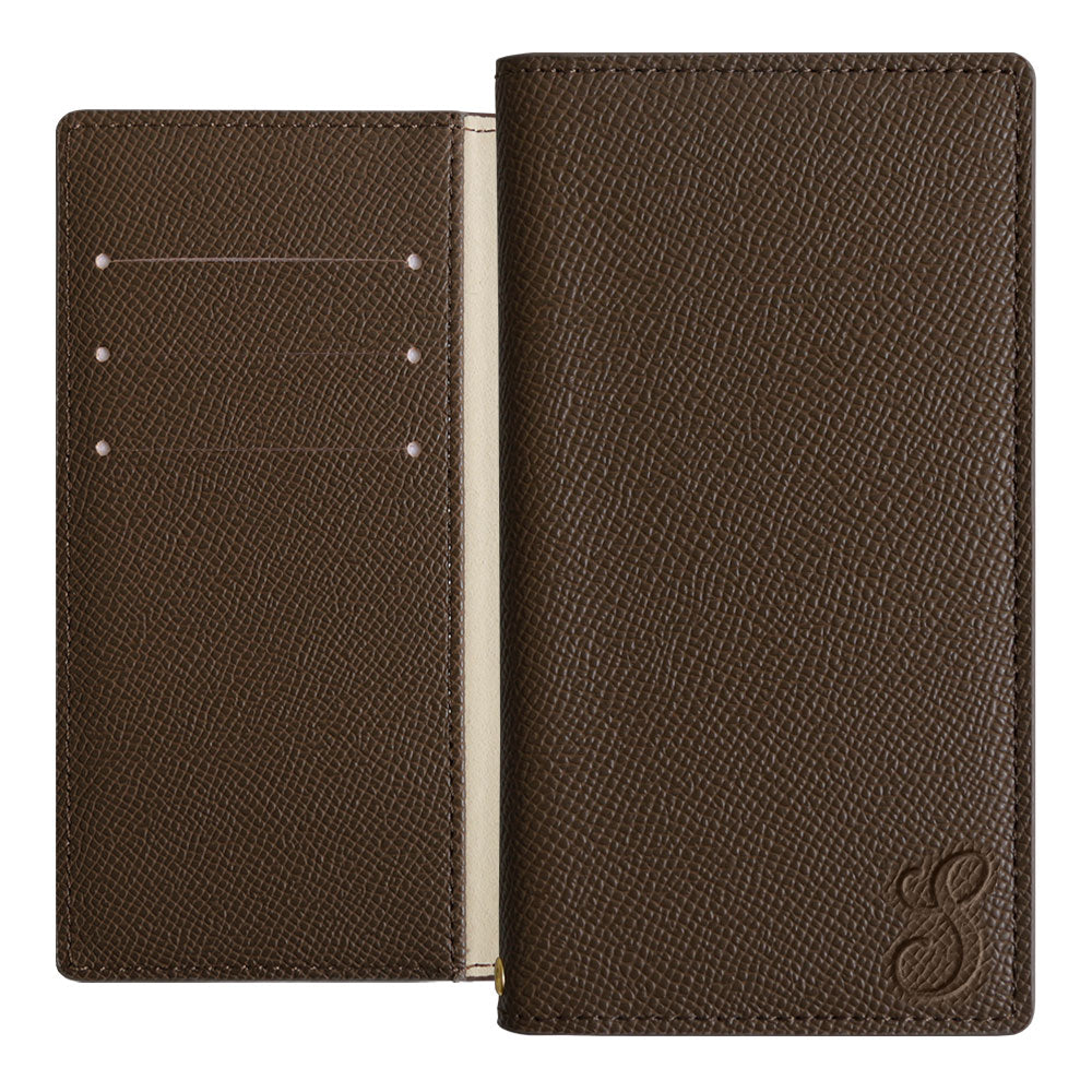 Vegan leather basic color stand function initial notebook-style case for iPhone series