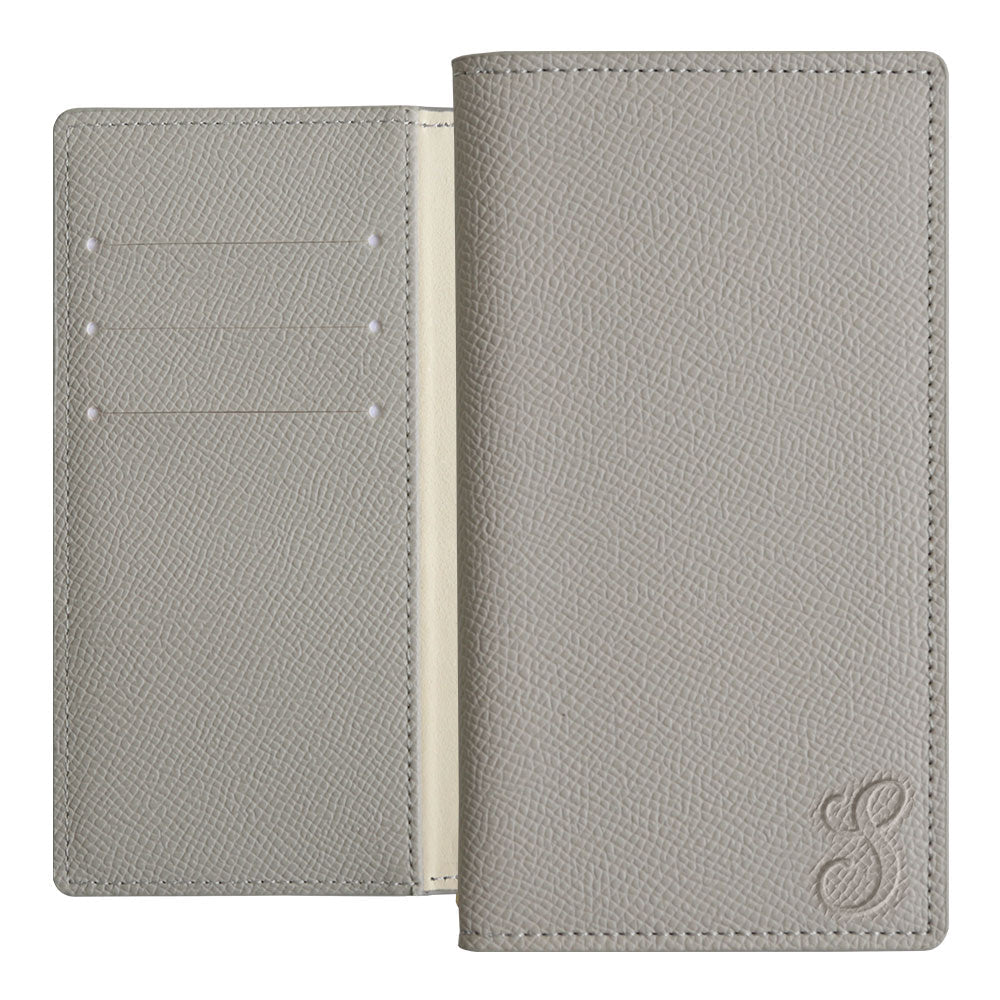 Vegan leather basic color stand function initial notebook-style case for iPhone series
