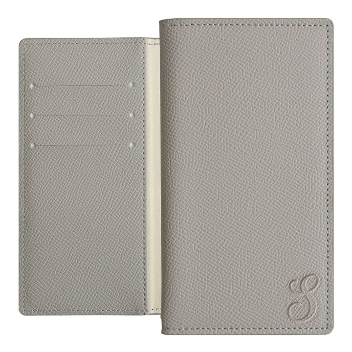 Vegan leather basic color stand function initial notebook-style case for iPhone series