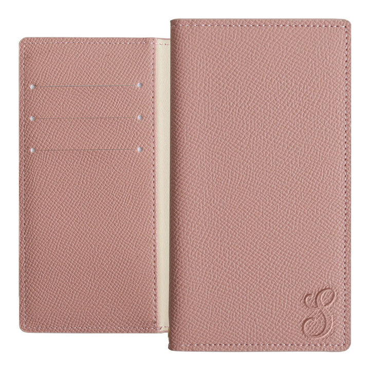 Vegan leather basic color stand function initial notebook-style case for iPhone series