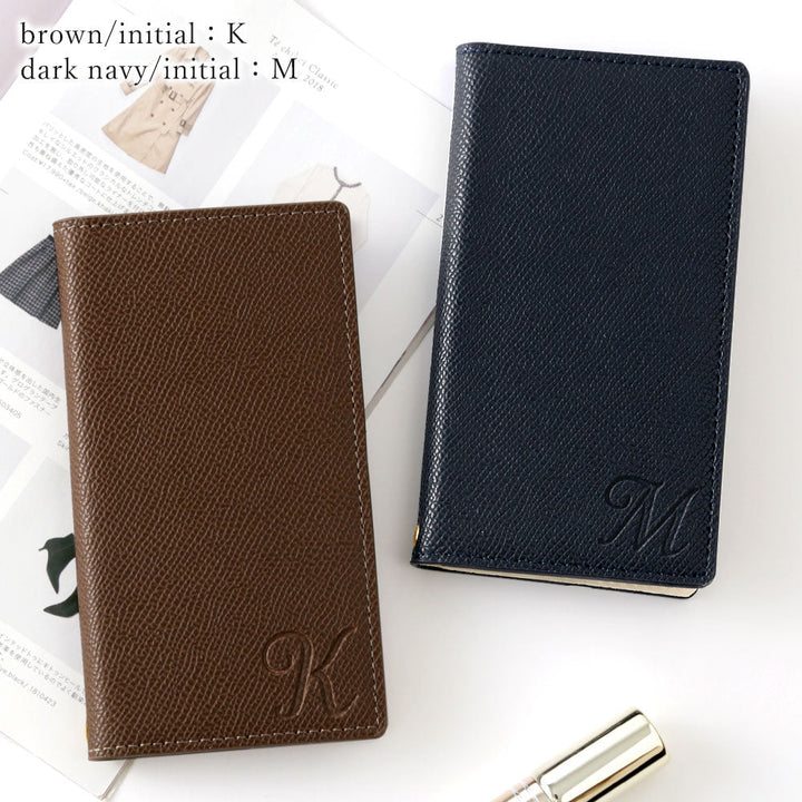 Vegan leather basic color stand function initial notebook-style case for iPhone series