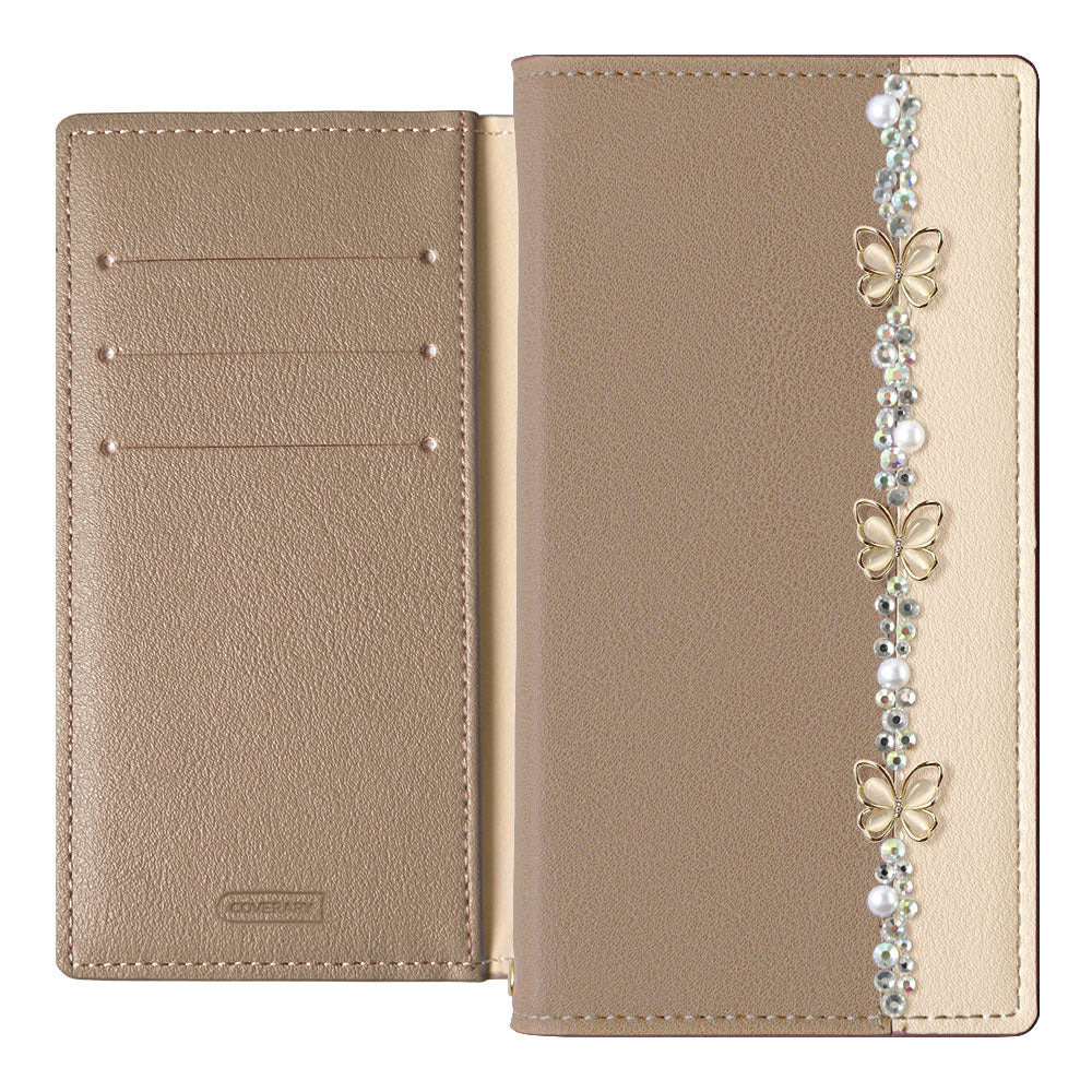 Vegan leather front bicolor butterfly line deco stand function notebook-style case AQUOS series