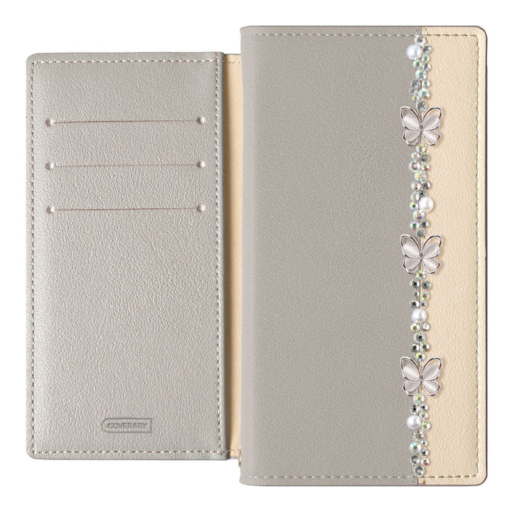 Vegan leather front bicolor butterfly line deco stand function notebook-style case AQUOS series
