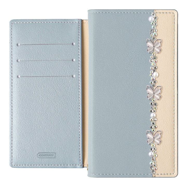 Vegan leather front bicolor butterfly line deco stand function notebook-style case AQUOS series
