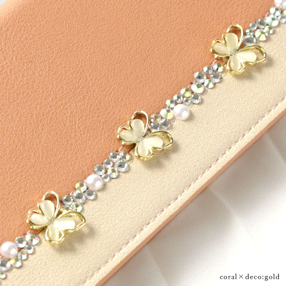 ヴィーガンレザー 表バイカラー バタフライラインデコ スタンド機能 手帳型ケース Xperiaシリーズ