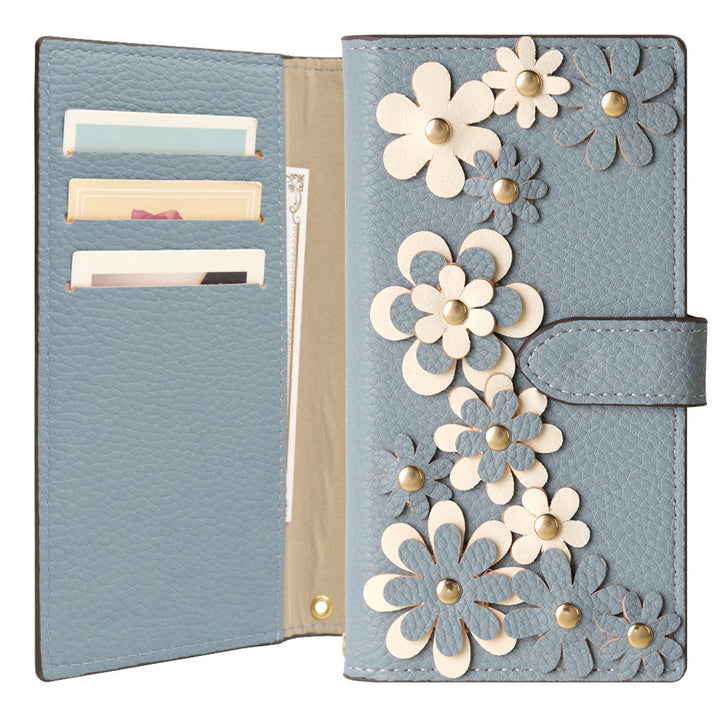 Vegan Leather Basic Flower Motif Wallet Case (with Belt) for Google Pixel Series