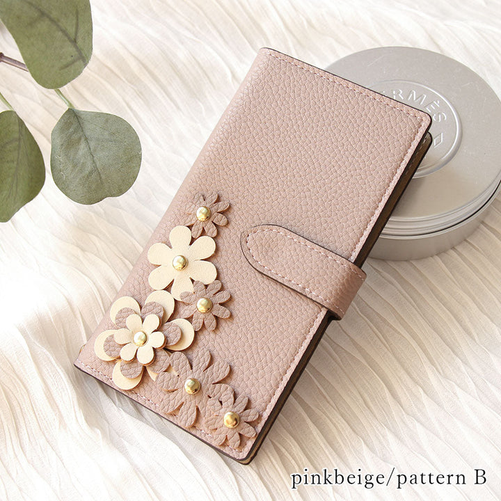 Vegan Leather Basic Flower Motif Wallet Case (with Belt) for Google Pixel Series