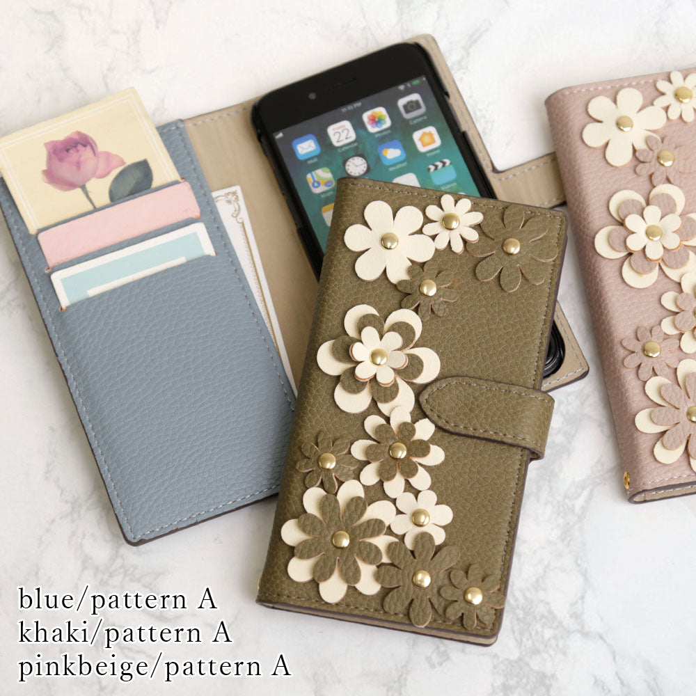 Vegan Leather Basic Flower Motif Wallet Case (with Belt) for Google Pixel Series