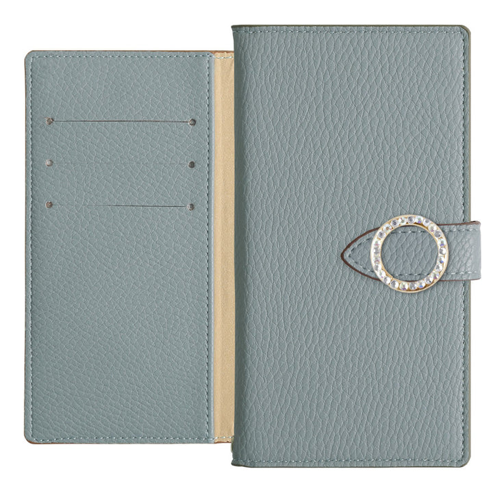 ヴィーガンレザー ベーシック ラウンドストーン 手帳型ケース（ベルトあり）