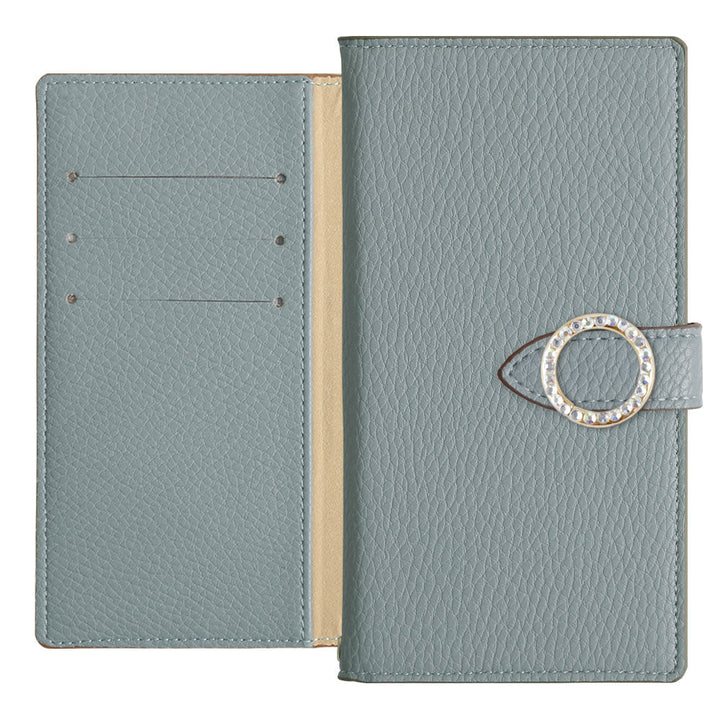 Étui portefeuille basique en cuir végan à pierre ronde (avec ceinture) pour la série Xperia