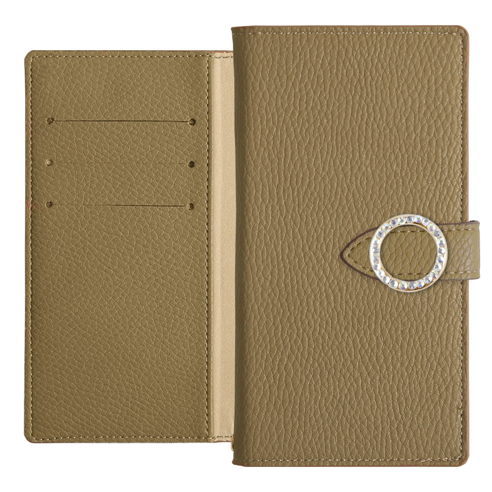 Vegan Leather Basic Round Stone Wallet Case (with Belt) AQUOS Series