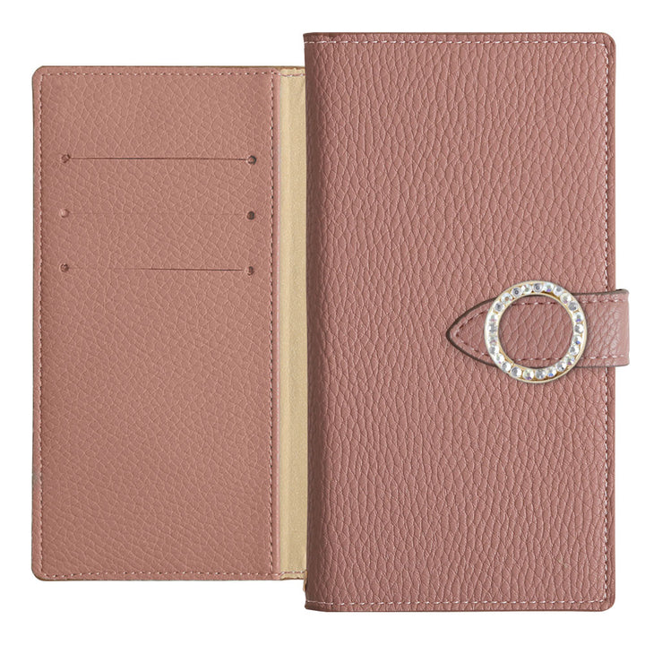 ヴィーガンレザー ベーシック ラウンドストーン 手帳型ケース（ベルトあり）