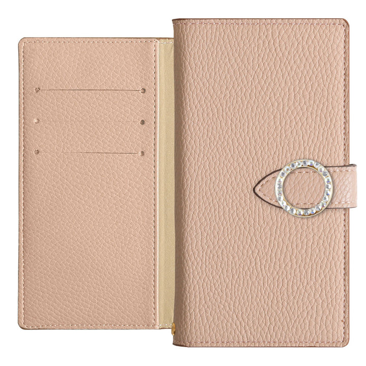 ヴィーガンレザー ベーシック ラウンドストーン 手帳型ケース（ベルトあり）