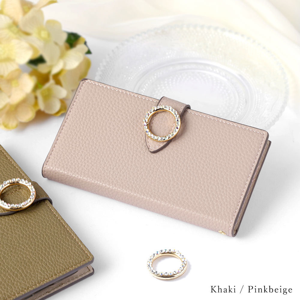 Vegan Leather Basic Round Stone Wallet Case (with Belt) AQUOS Series