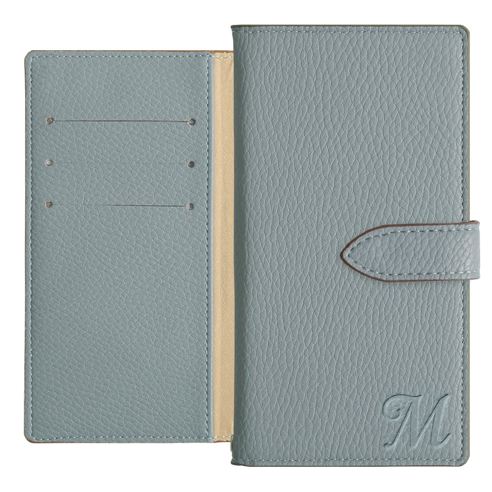 Vegan Leather Basic Initial Notebook Case (with Belt) for iPhone Series